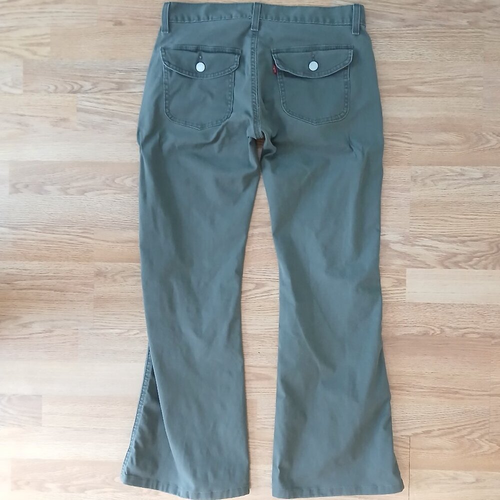 Levi's Low Slouch Y2K Stretch Flare Jeans Green Size 5 - Picture 4 of 8